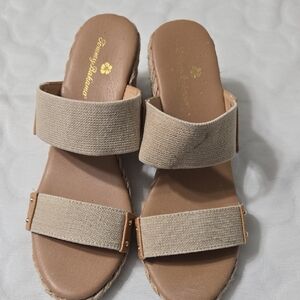 Tommy Bahama Tan Sandals Double Strap Slide
